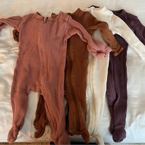 Bundle of 4 Waffle Footies Kate Quinn and Spearmint Love 0-3 Month